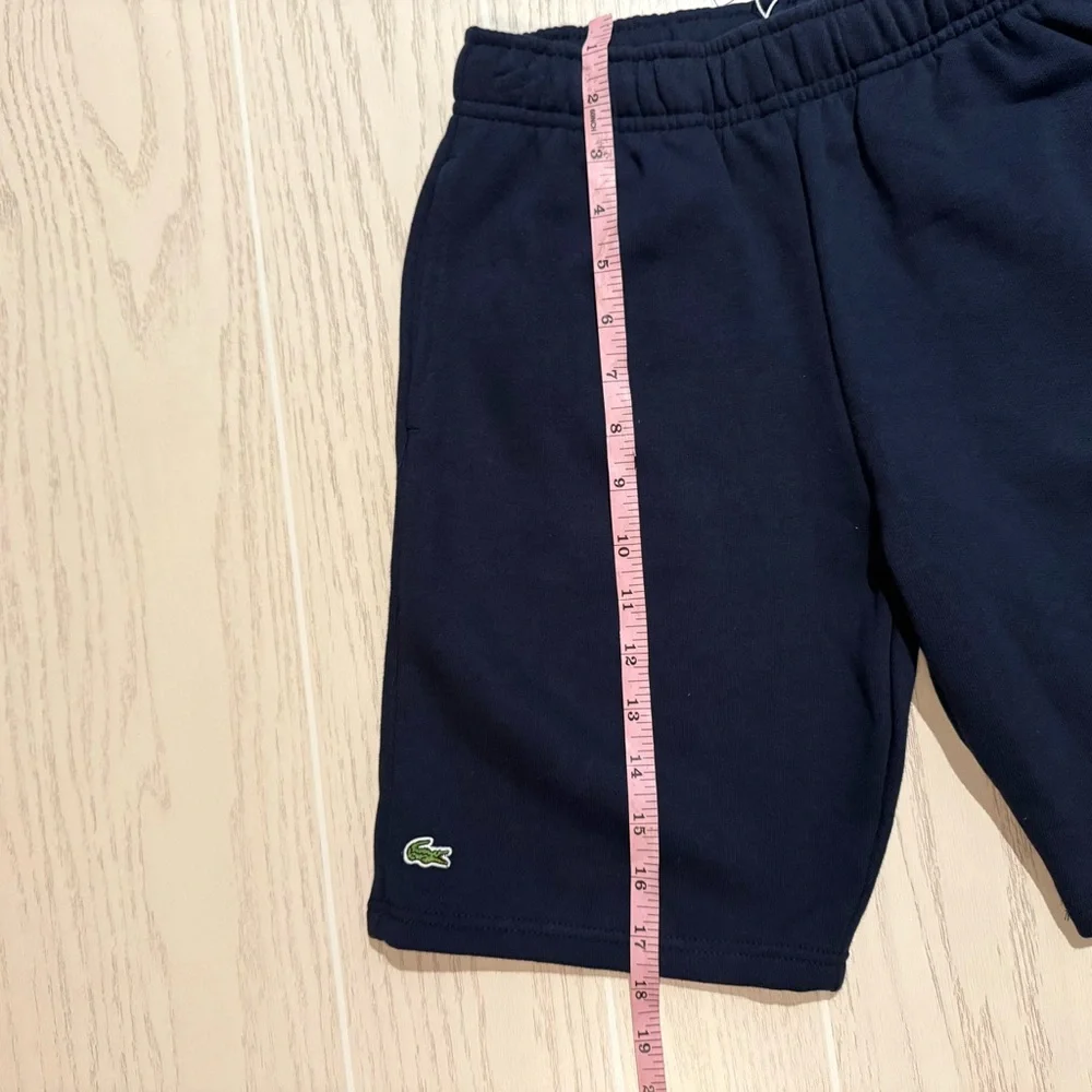 Lacoste Boys 10 Navy Core Fleece Shorts Logo Athletic NWT - Picture 9 of 14